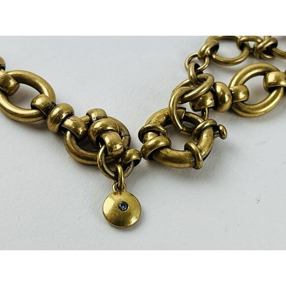 J.Crew Coin Charm Necklace Crystal Star Black Chunky Gold Heavy Rare Unique Disc - Picture 11 of 16